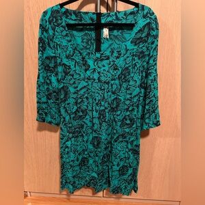 Maeve Floral Teal and Black Women's Dress size 14